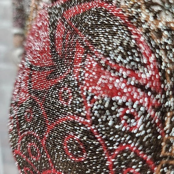 Vintage 1970s Mod Button Front Blouse Swirly Pattern Shimmer Black Brown No Size - Picture 8 of 15